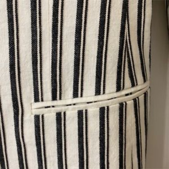 BCBGMaxAzria Cotton Linen Striped Black/White Women Blazer - Picture 12 of 16